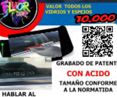 grabado de patentes en parabrisa  numero  contacto ±56975822247