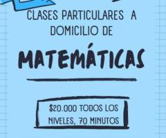 CLASES DE MATEMÁTICAS PARTICULARES, DIFERENTES NIVELES